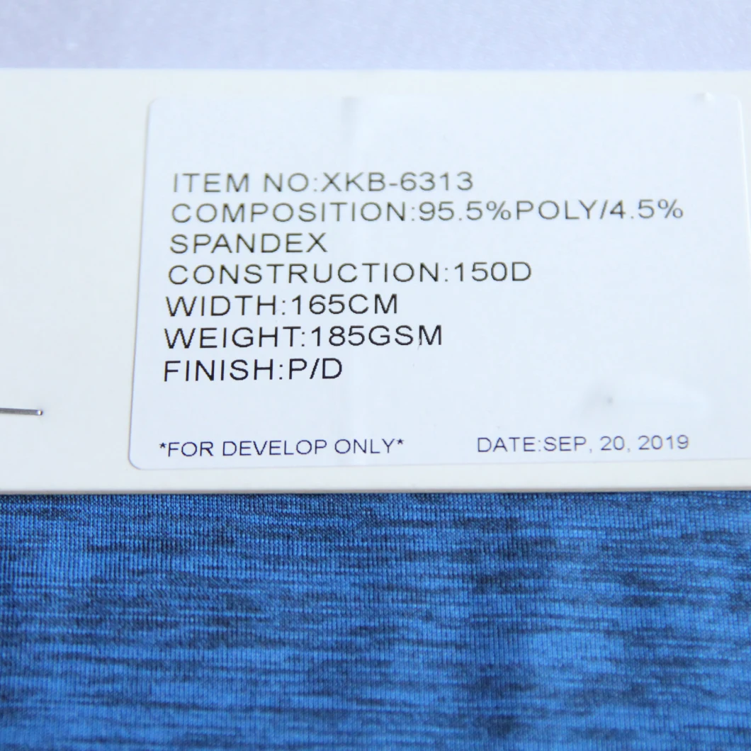 95.5%Polyester 4.5%Spandex Blue Cationic Melange Jersey Fabric for Sportswear/Apparel/Swimming