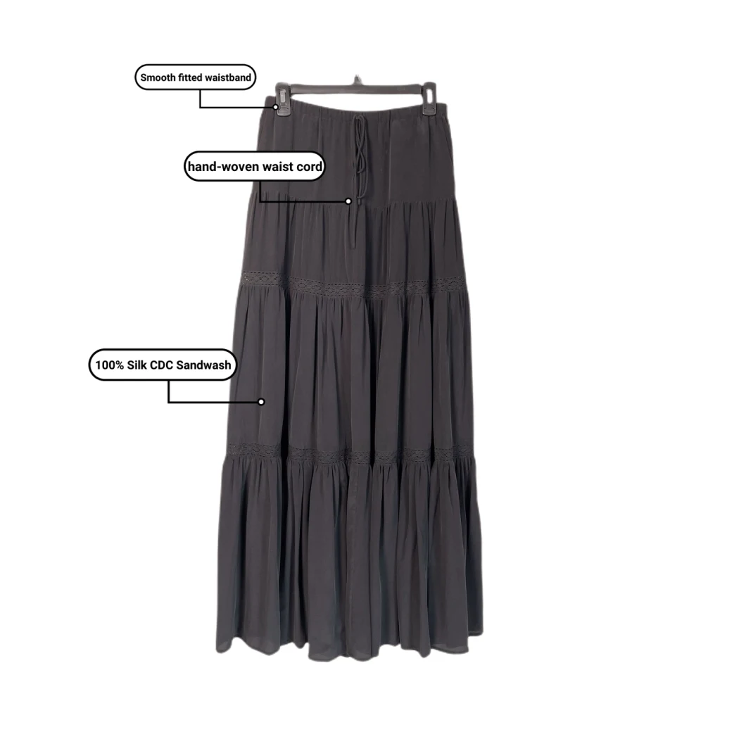 The latest High Waist Silk Cdc Sandwash Women Summer Long Maxi Skirt