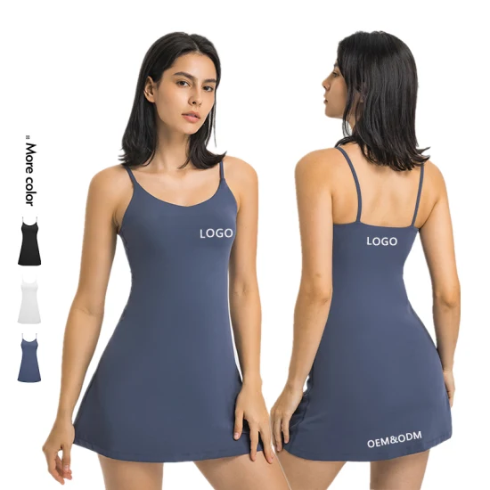 Xsunwing Venta al por mayor Trajes de sudor Marca privada Mujeres Fajas de una pieza Vestido de tenis Yoga Fitness Transpirable Casual Golf Deportes Falda corta